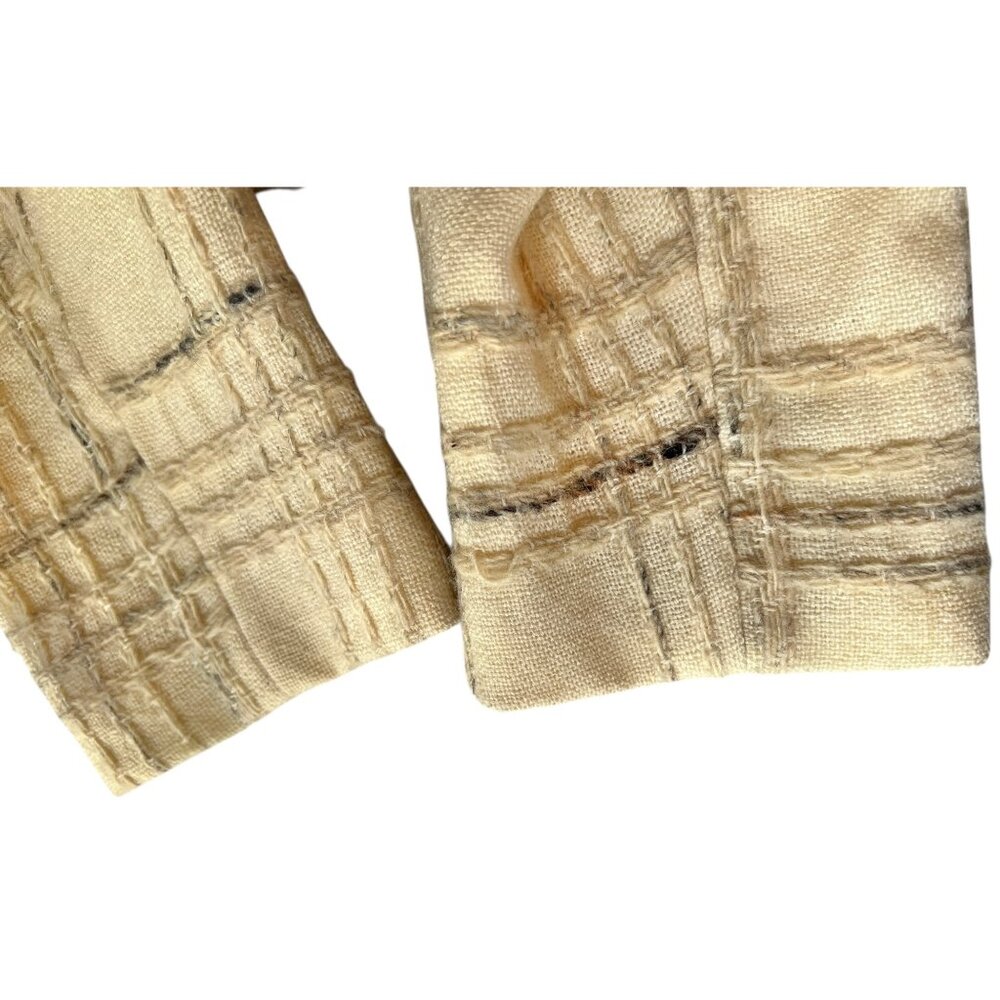 I Magnin & Co Cream & Black Plaid Wool Womens Tweed Blazer Jacket With Front Poc - Picture 9 of 9